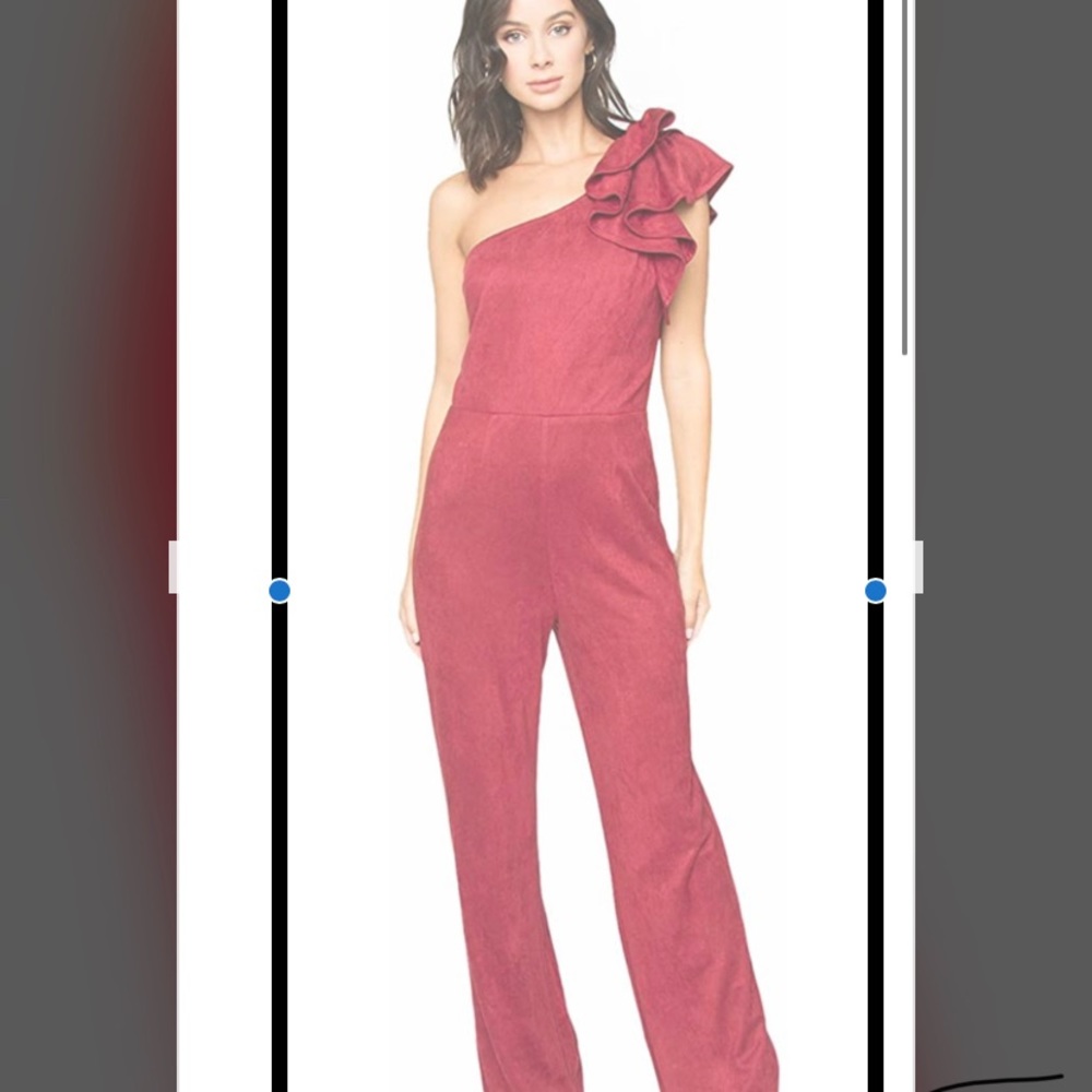 SugarLips, One Shoulder Ruffled Flair Leg Jumpsuit Side Zip Sz large NWT